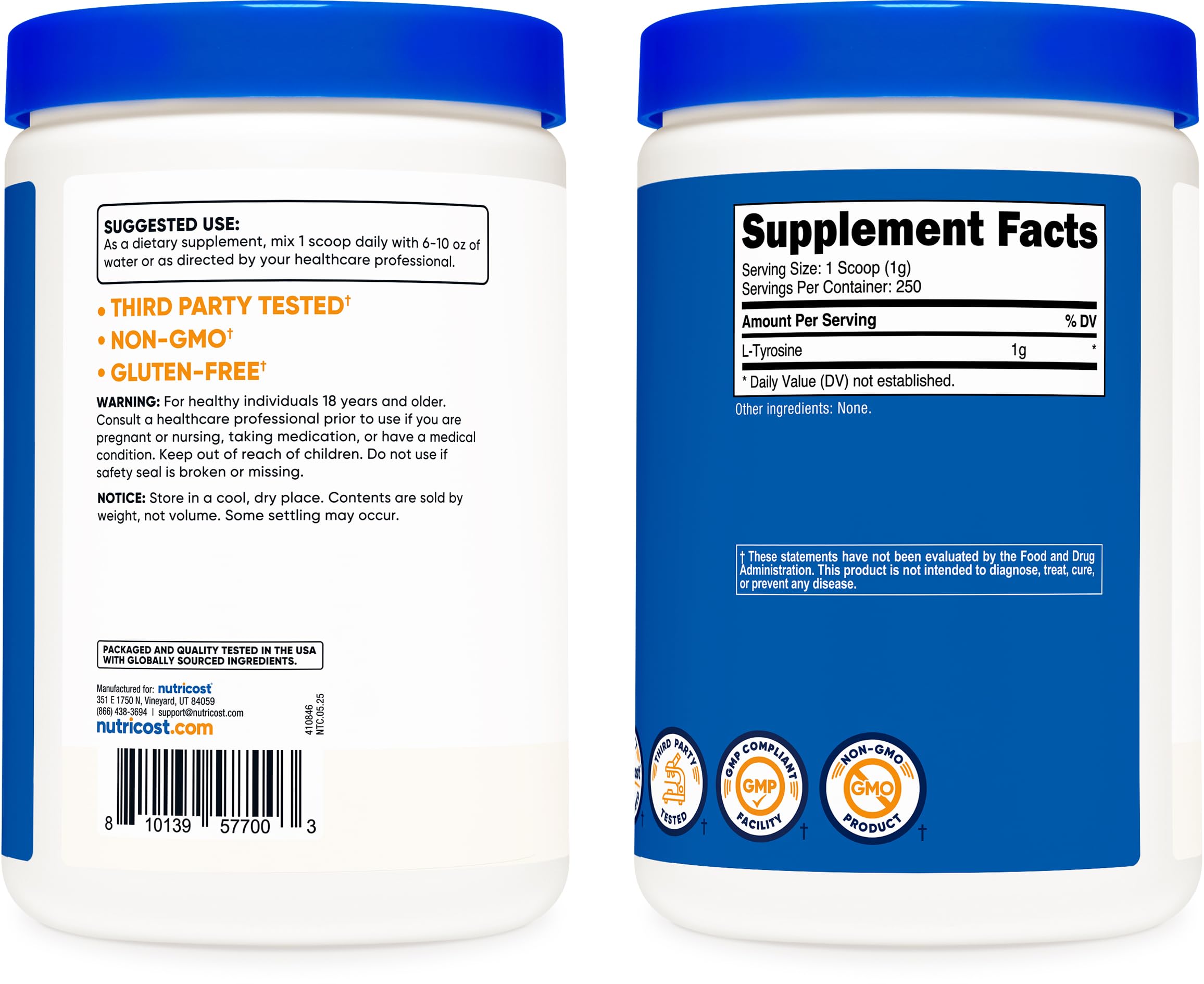 Recommended usage of Nutricost L-Tyrosine powder