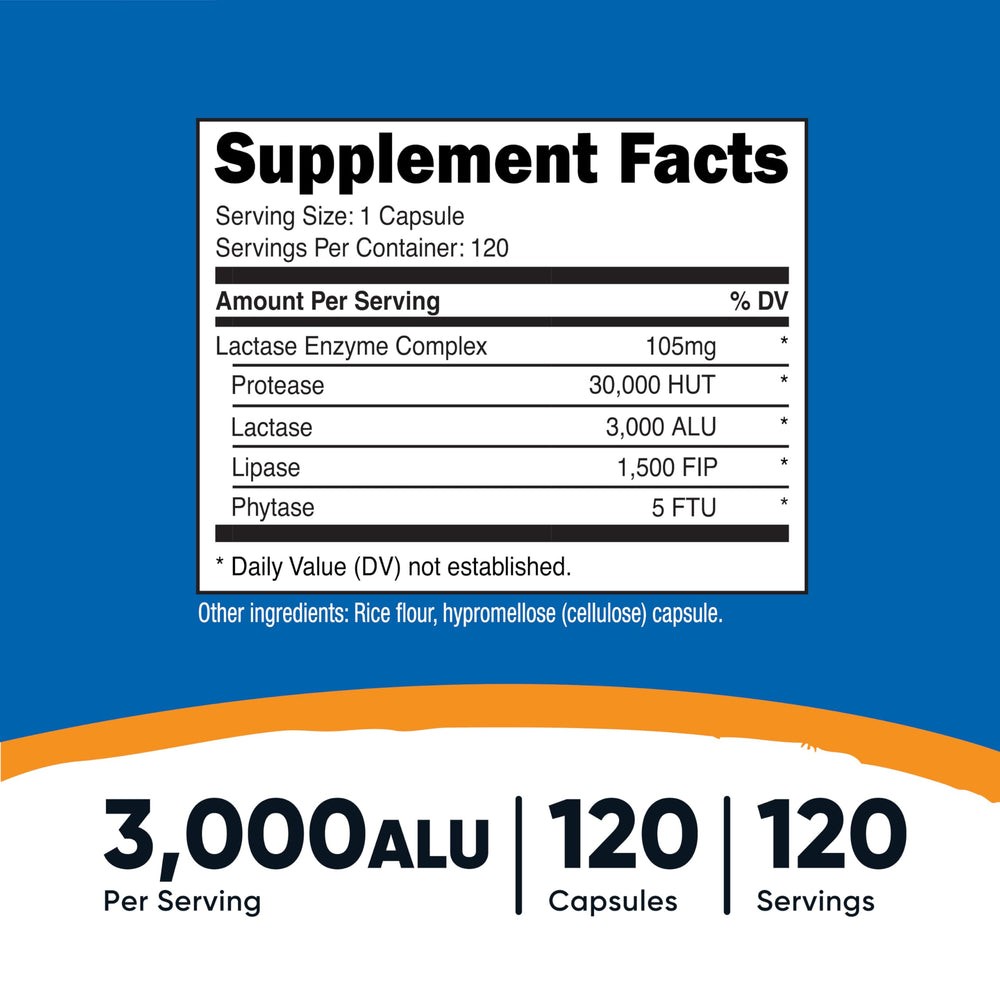 Nutricost Lactase Enzyme Complex bottle label close-up
