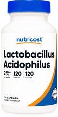 Nutricost Lactobacillus Acidophilus bottle label showing 2 Billion CFU per serving