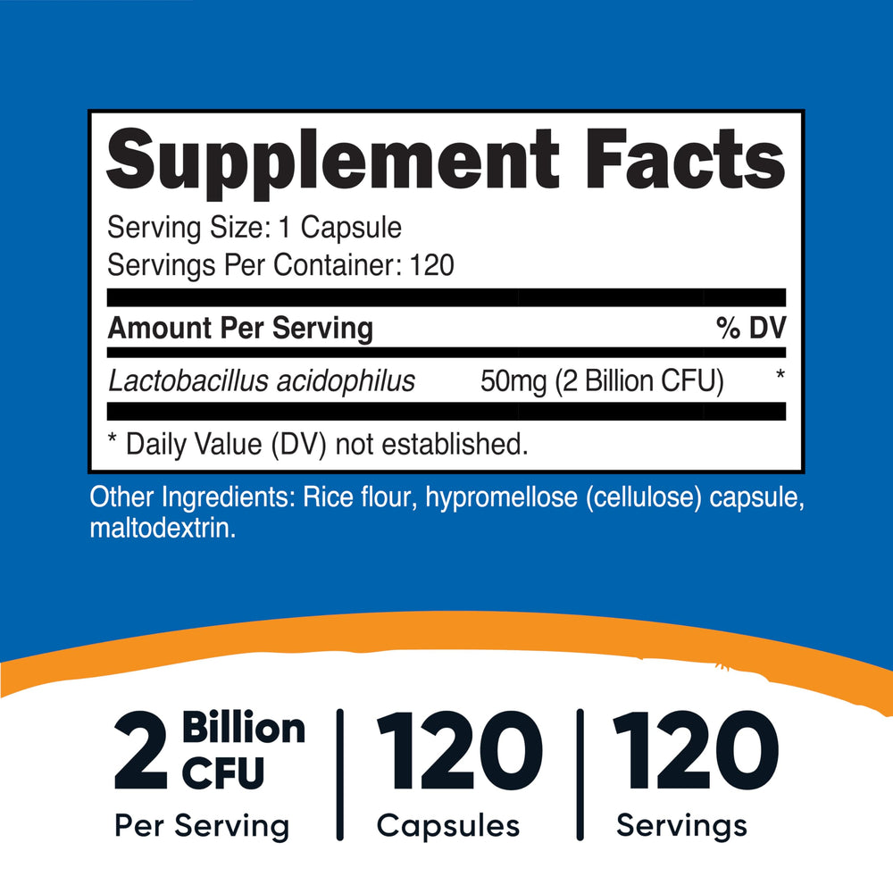 Close-up of Nutricost probiotic capsules in bottle