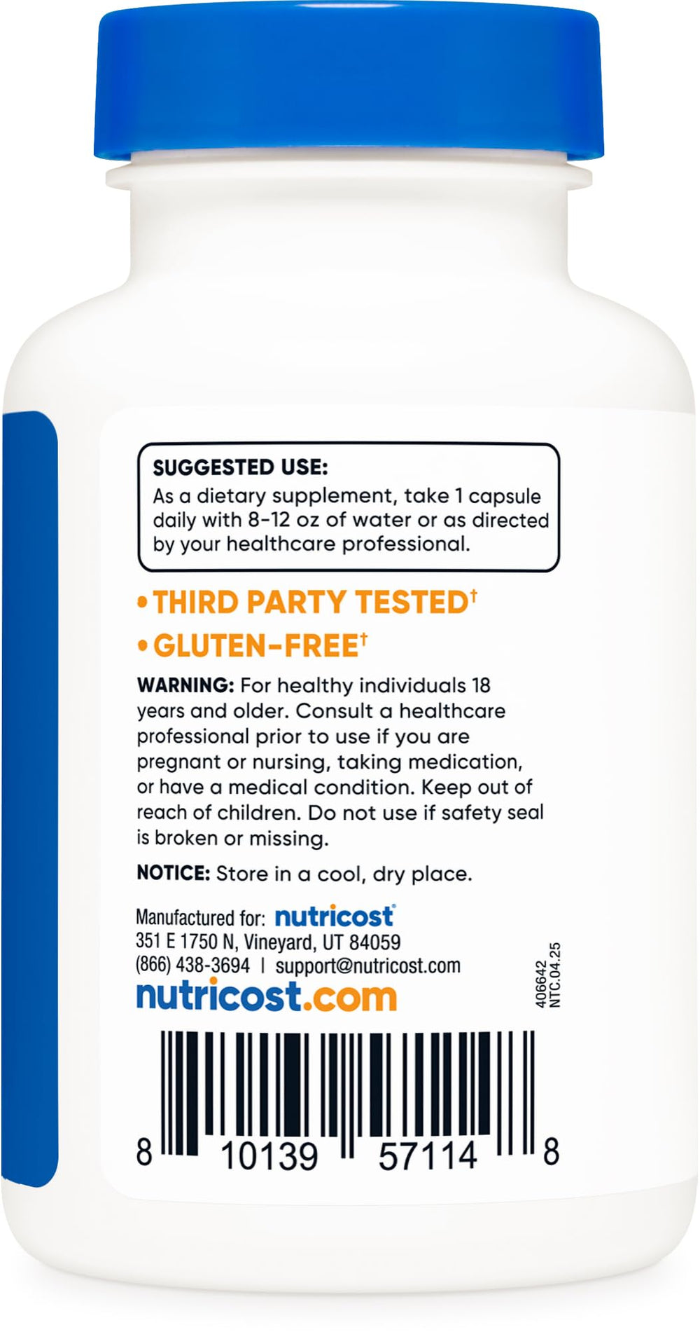 Gluten-free and vegetarian icons for Nutricost Lactoferrin Capsules
