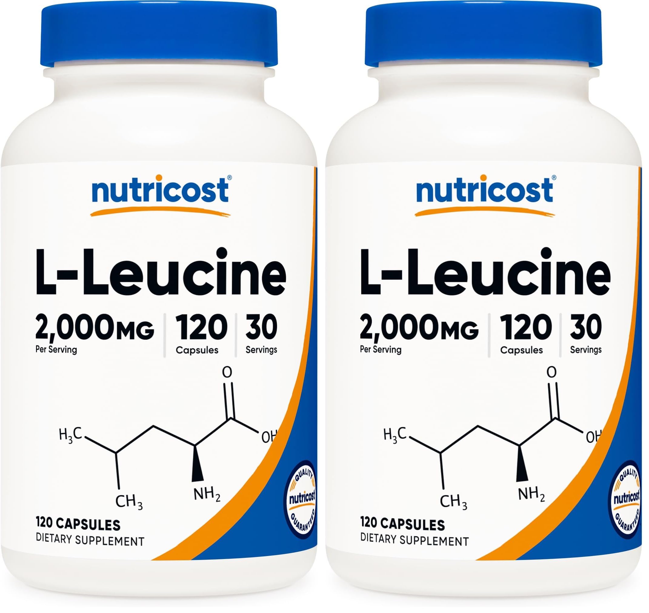 Nutricost L-Leucine 2000mg bottle – pack 2, 120 vegetarian capsules