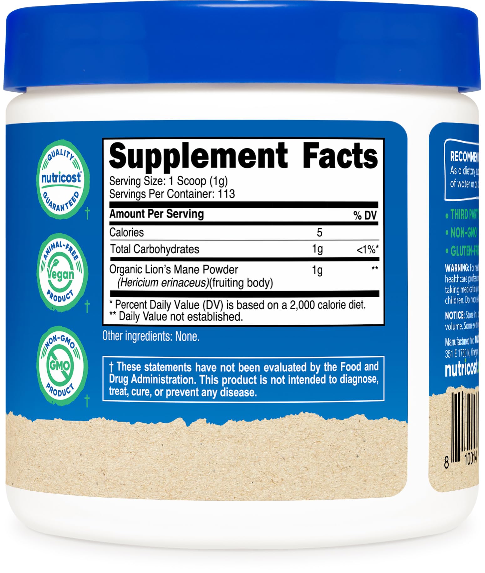 Third-party testing certificate and GMP/FDA compliant facility