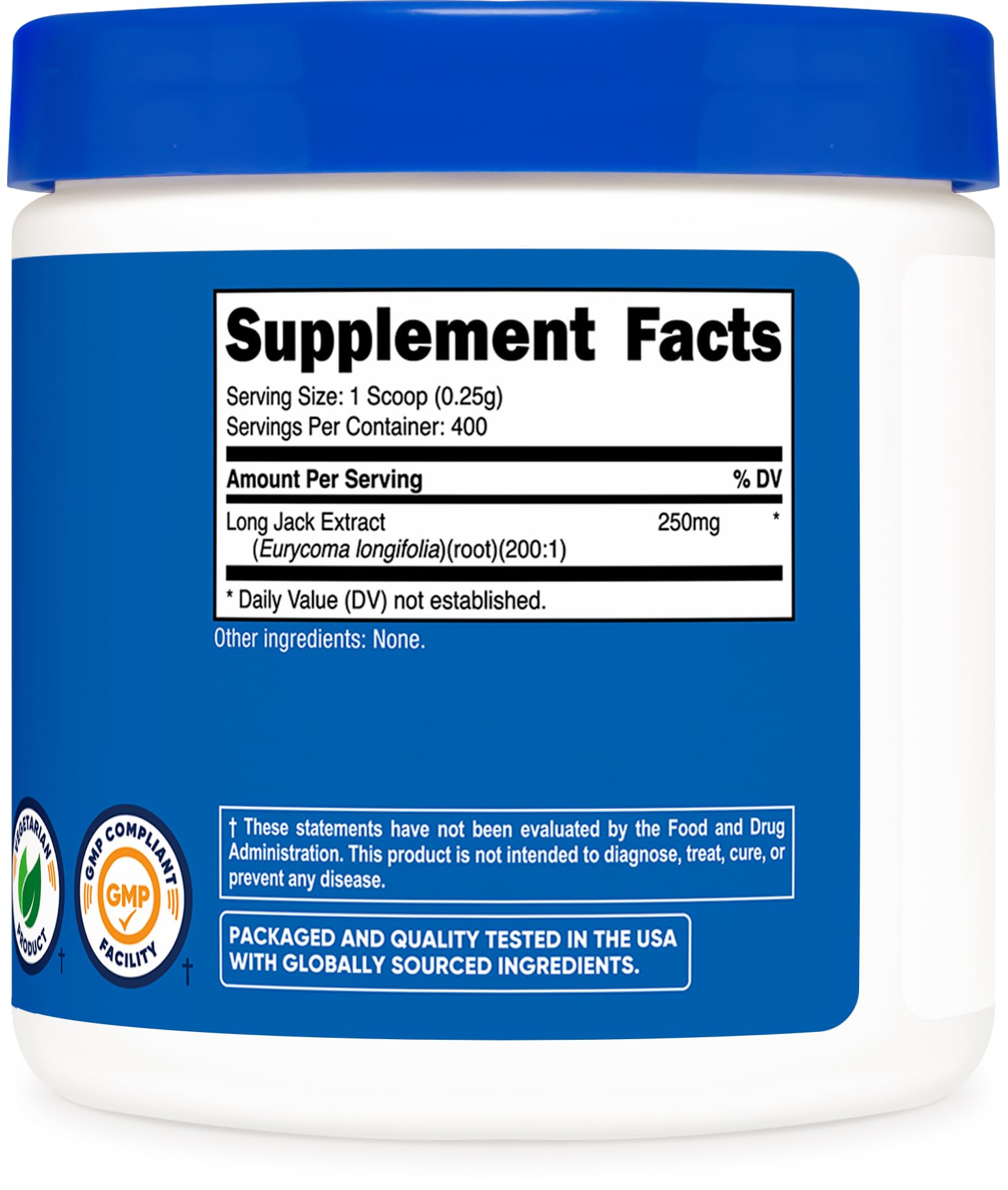 Nutricost LongJack 100 g bottle supports up to 400 servings