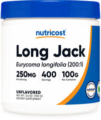 Nutricost LongJack powder bottle for daily energy routines