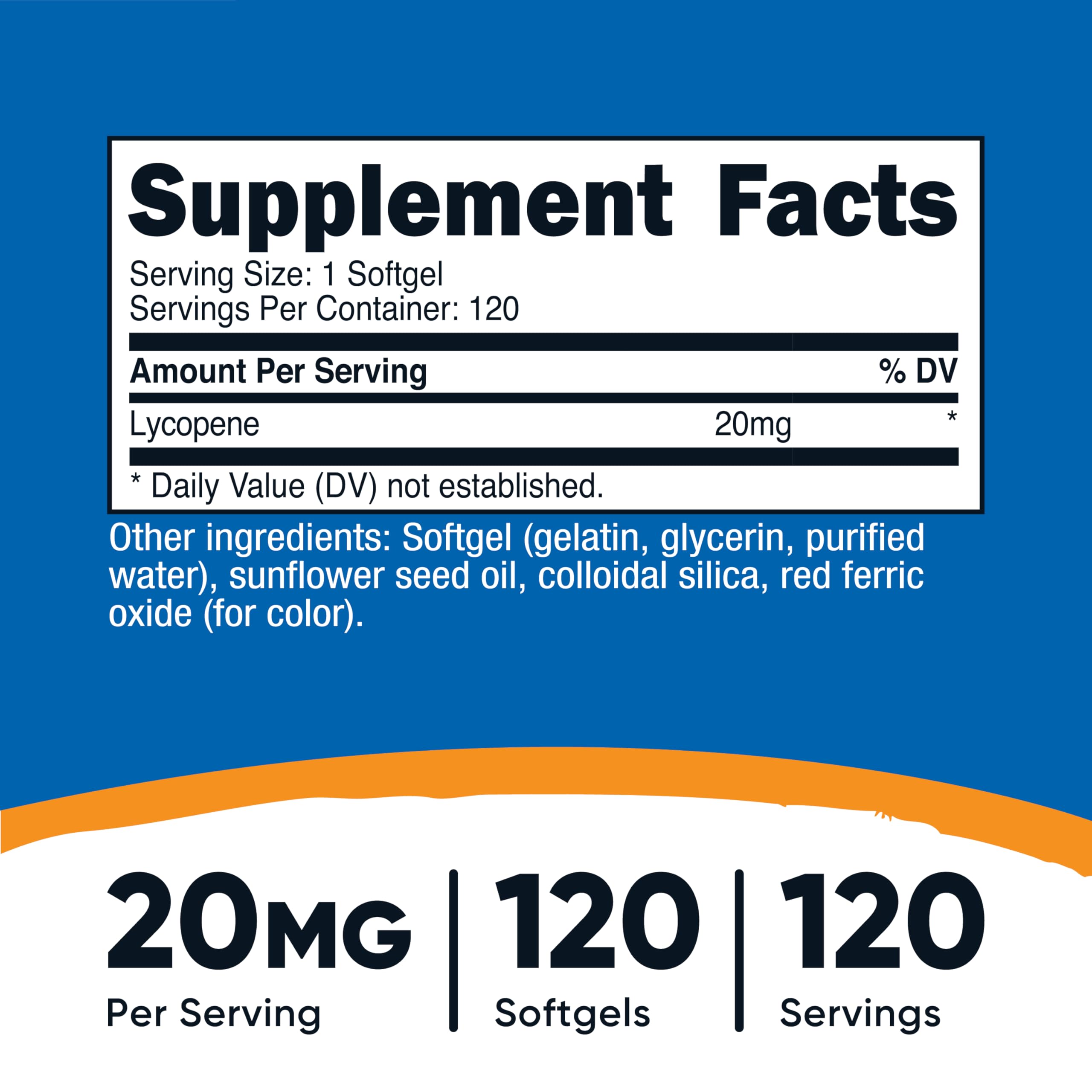 Close-up of Nutricost Lycopene 20mg softgels
