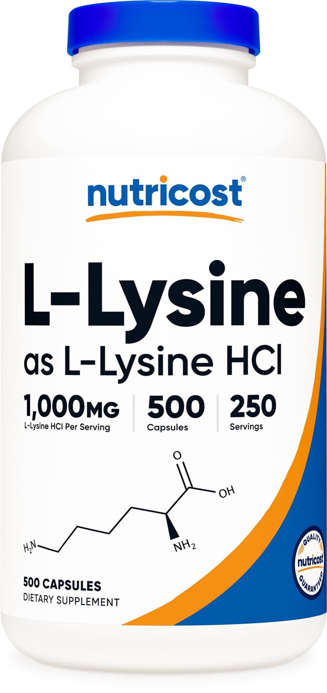 Nutricost L-Lysine 1000mg per serving label