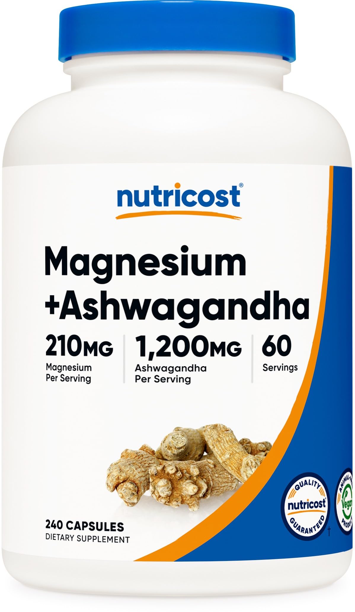 Nutricost Magnesium + Ashwagandha Supplement bottle front view