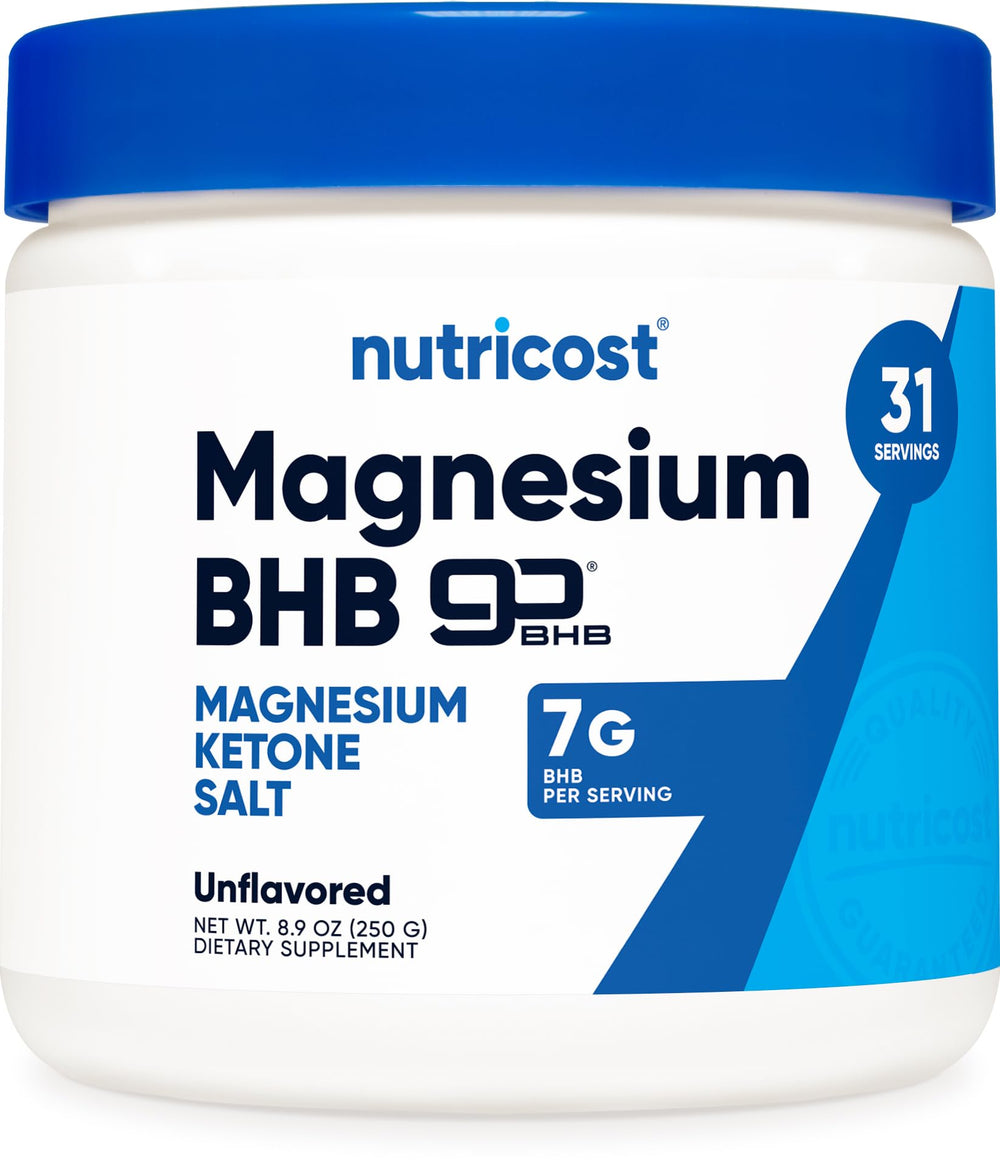 Nutricost Magnesium BHB Salts bottle - 250g, unflavored exogenous ketone supplement