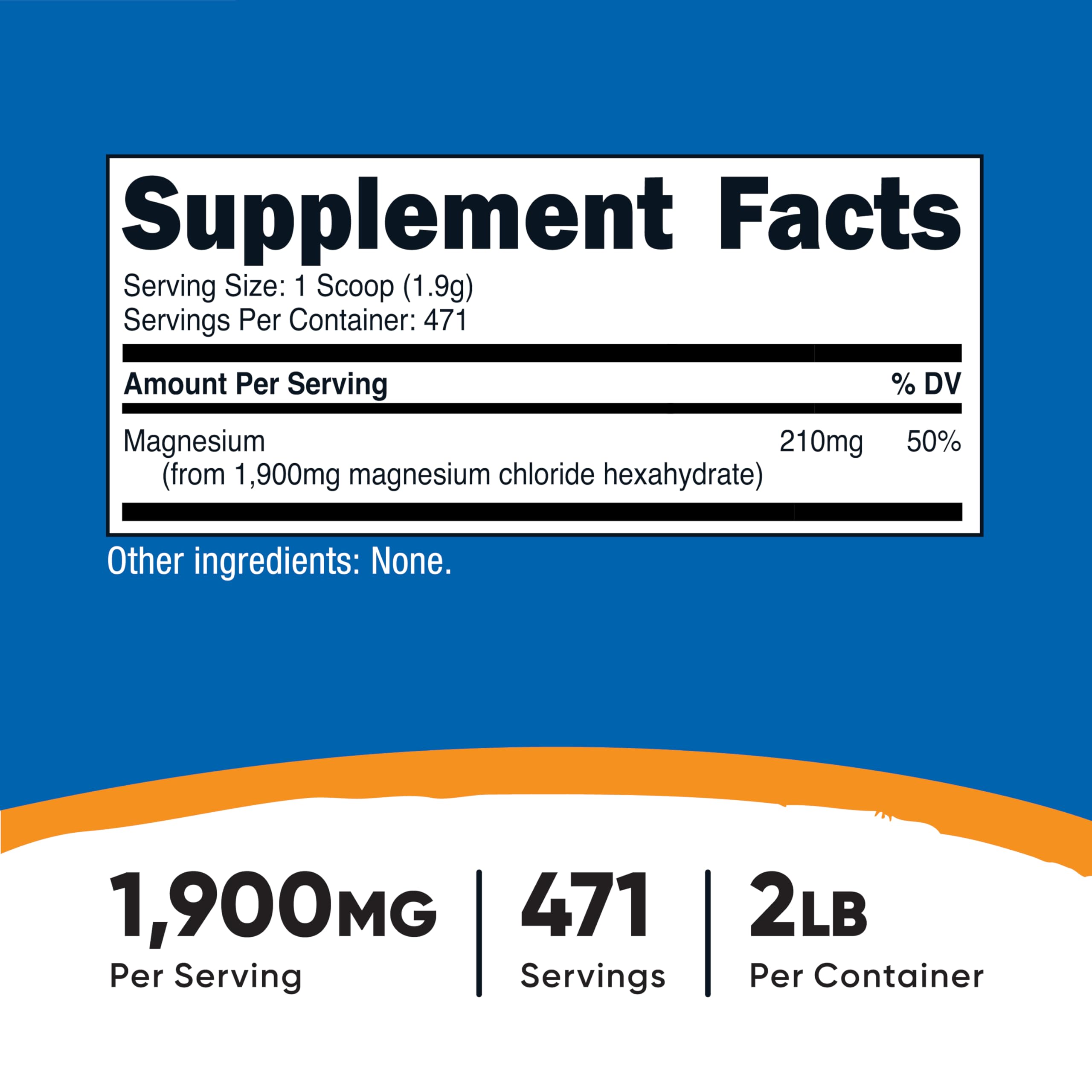 Gluten-free label on Nutricost Magnesium Chloride 2lb