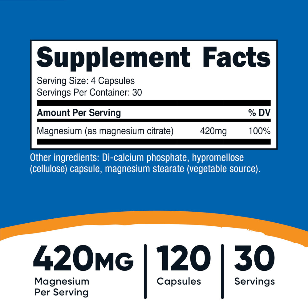 Back label view of Nutricost Magnesium Citrate 420mg bottle (pack of 2)