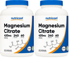 Nutricost Magnesium Citrate 420mg bottle front view (pack of 2)