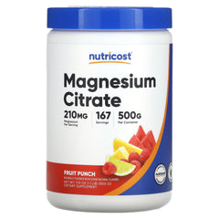 Nutricost Magnesium Citrate Powder Fruit Punch 500g front label