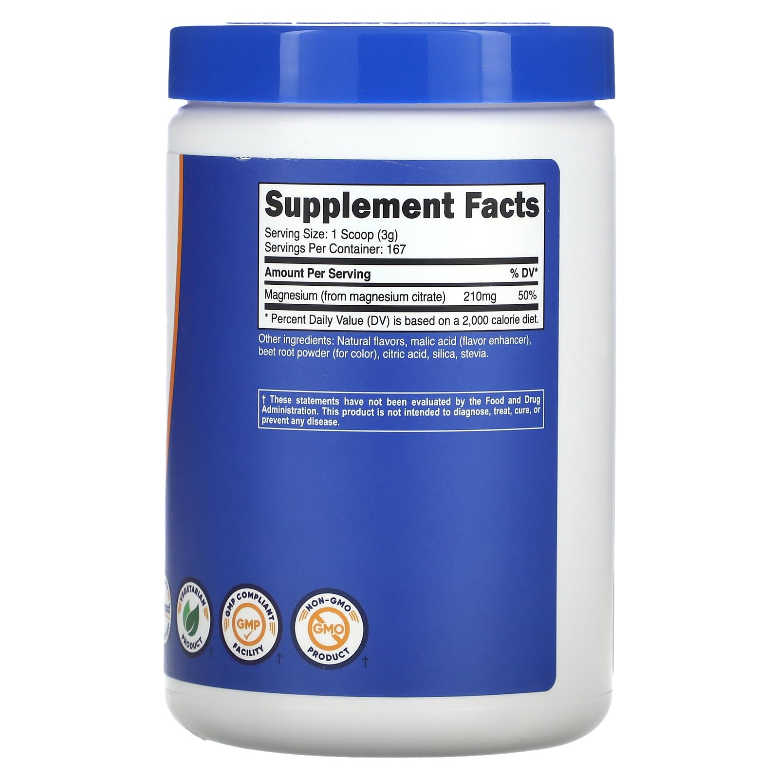 Nutricost Magnesium Citrate Powder Fruit Punch 500g label