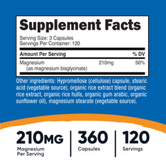 Close-up of Nutricost Magnesium Glycinate Capsules bottle label