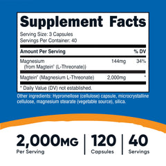 Close-up of Magtein label on Nutricost bottle