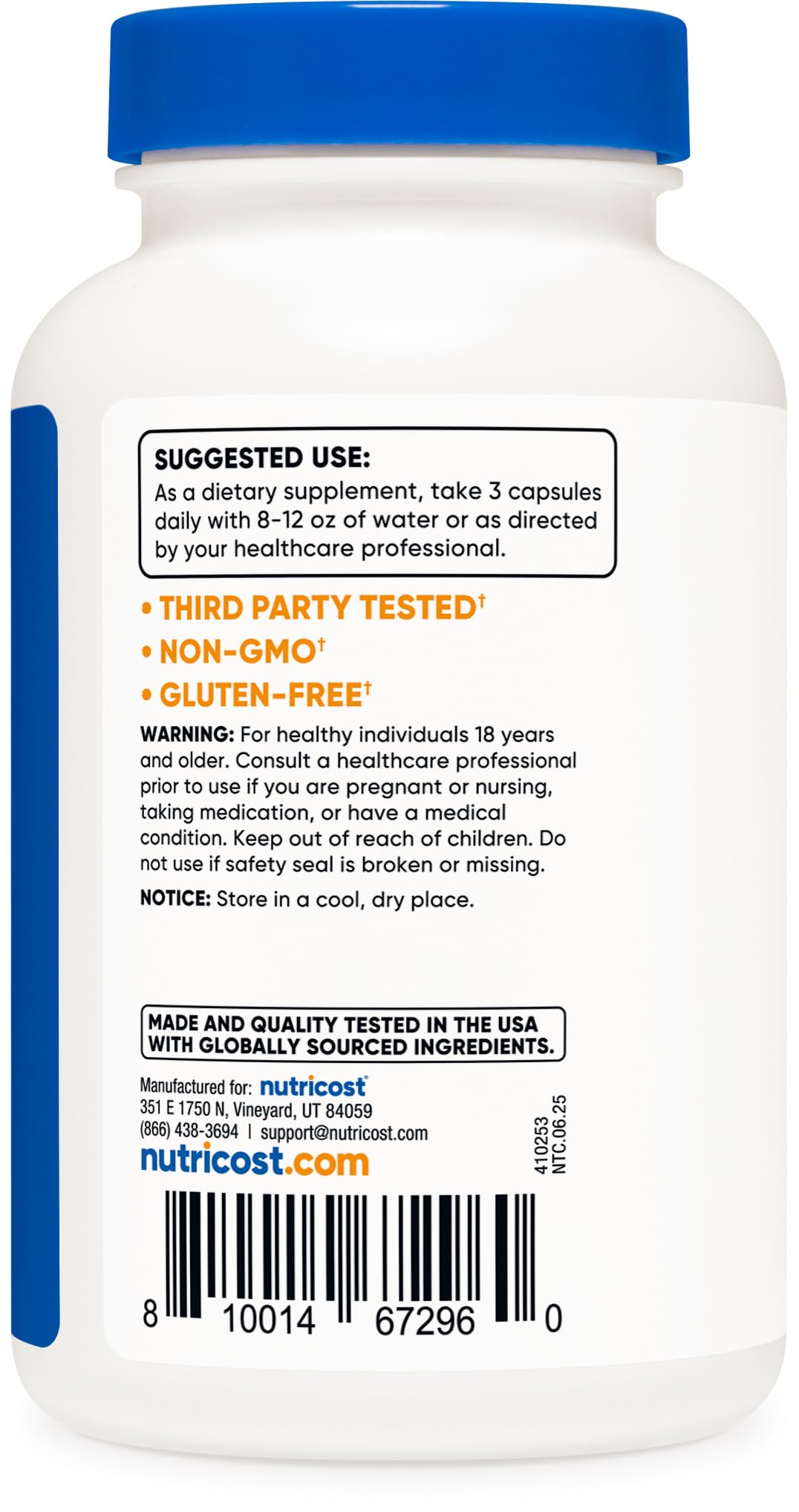 Close-up of Nutricost Magnesium Malate capsules