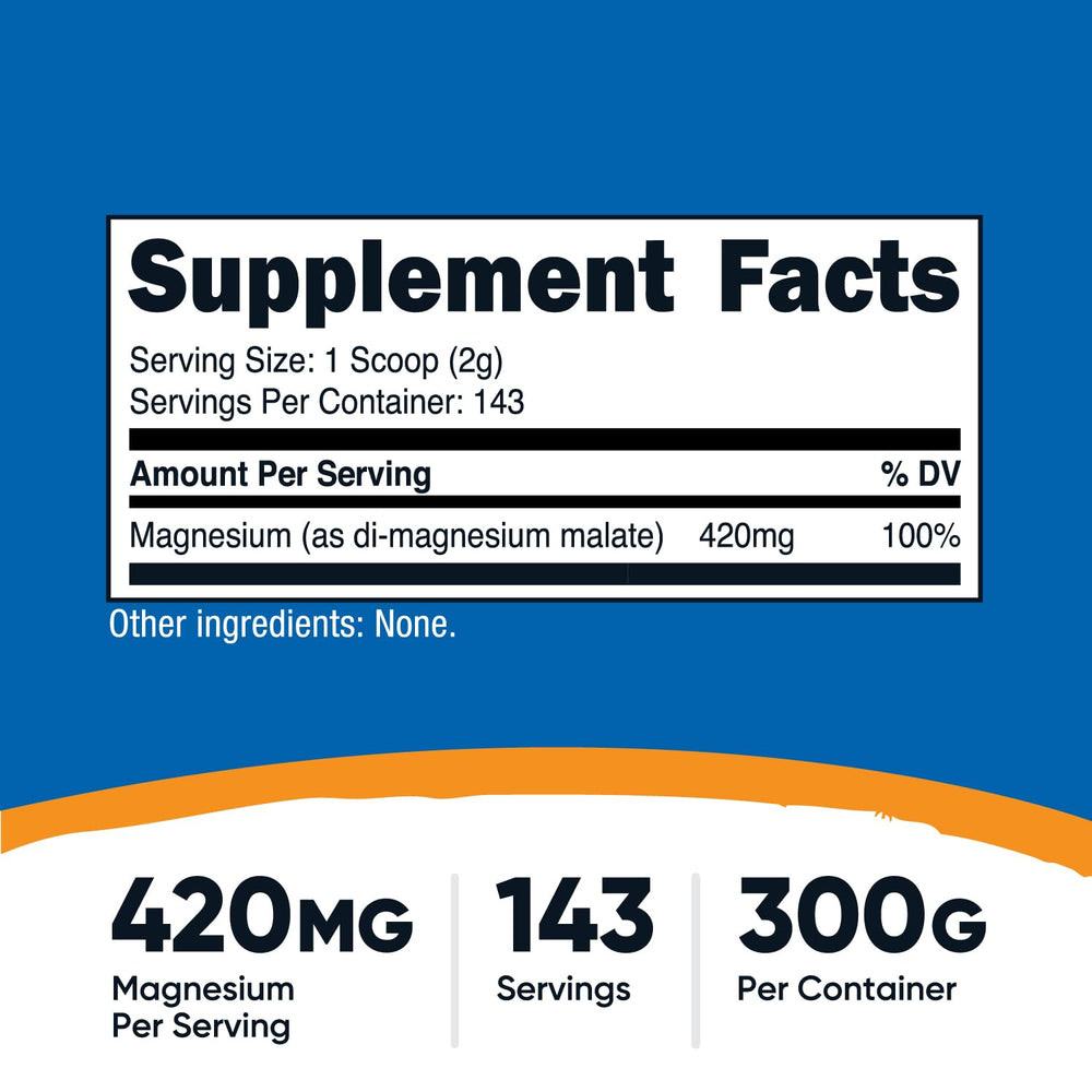 Nutricost Magnesium Malate Powder 300g side view