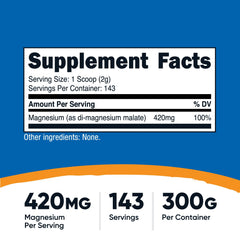 Nutricost Magnesium Malate Powder 300g side view