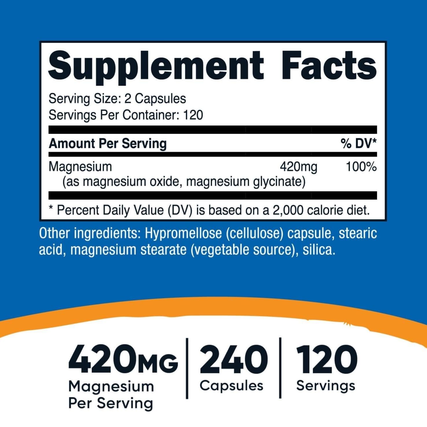 Nutricost Magnesium+ Extra Strength 420mg bottle - back label