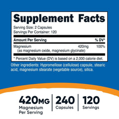Nutricost Magnesium+ Extra Strength 420mg bottle - back label