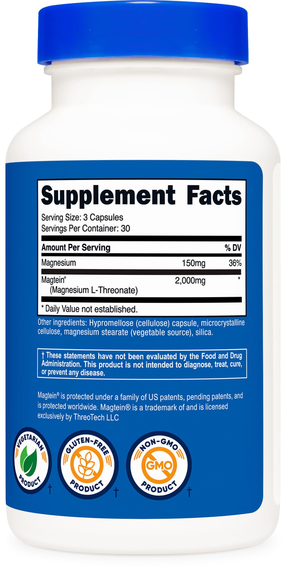 GMP-compliant manufacturing and third-party testing badges on Nutricost packaging