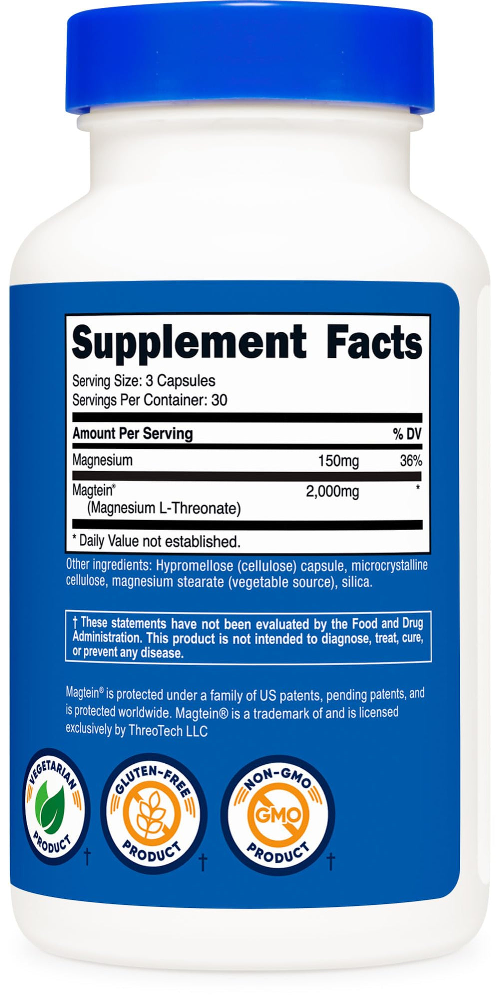 GMP-compliant manufacturing and third-party testing badges on Nutricost packaging