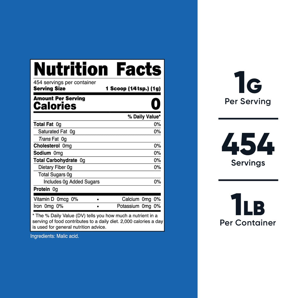 Serving scoop included with Malic Acid Powder