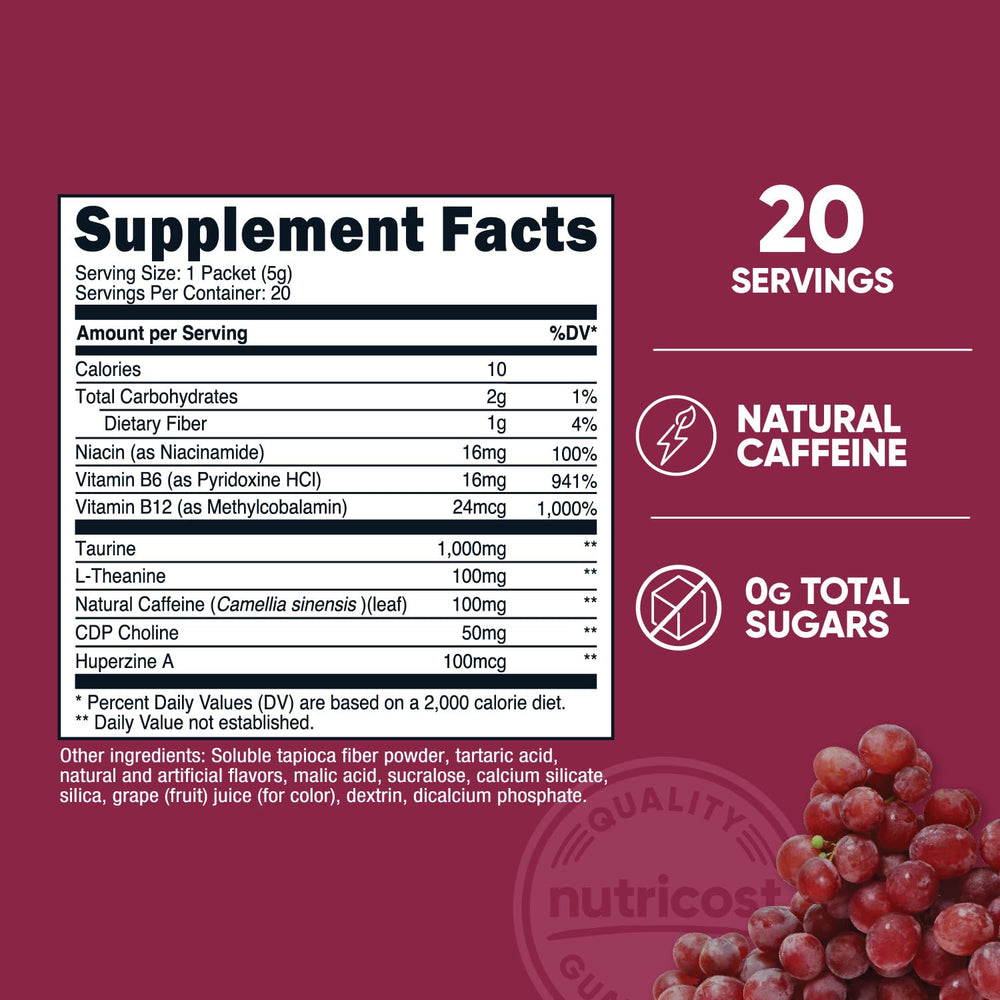 Nutricost Energía Complejo en vaso, mezcla de manzana verde para revitalizar.