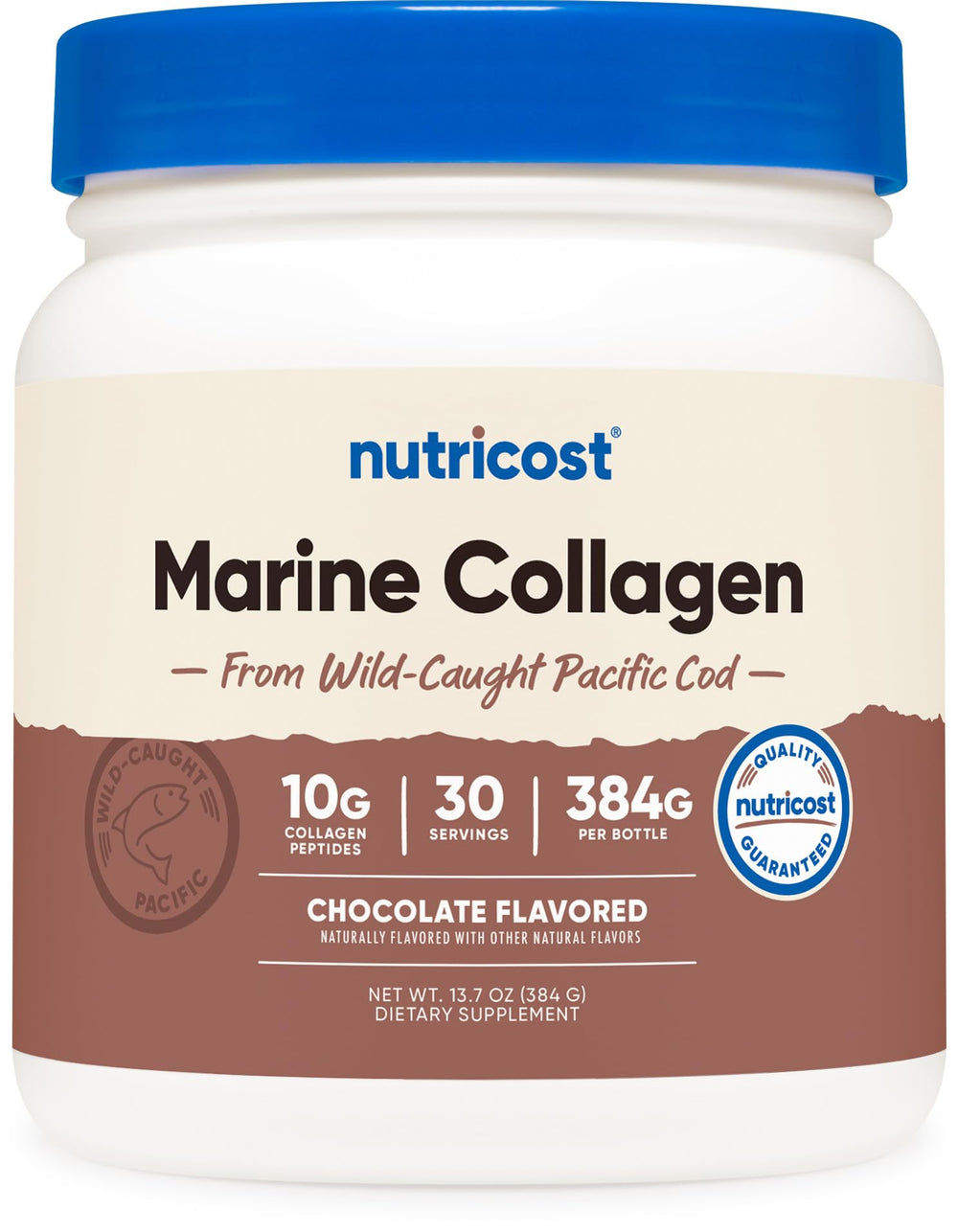Nutricost Marine Collagen Chocolate jar label