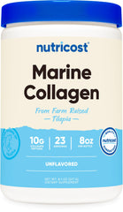 Front view of Nutricost Marine Collagen Powder 8 oz bottle