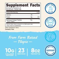 Nutrition label and ingredients for Nutricost Marine Collagen Powder