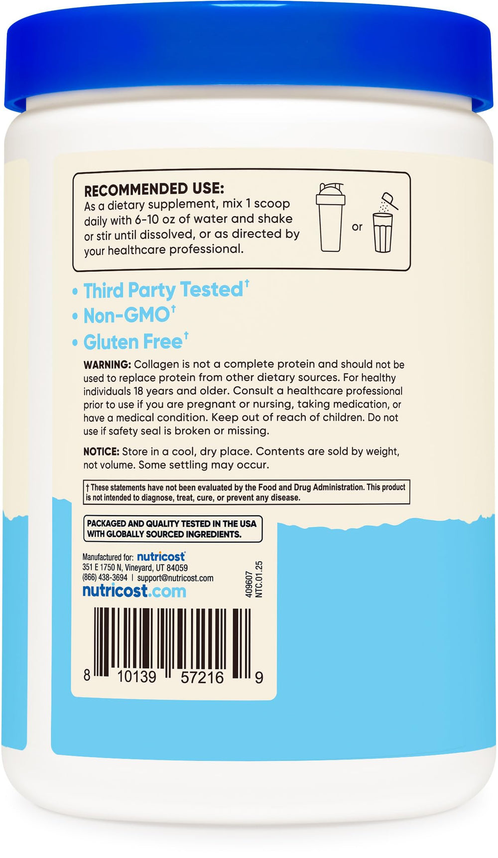 Sustainably sourced marine collagen from fish for Nutricost powder