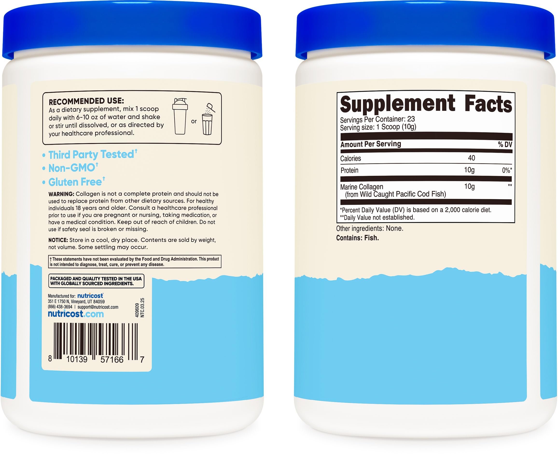 Serving size and 10 g protein per serving on the label
