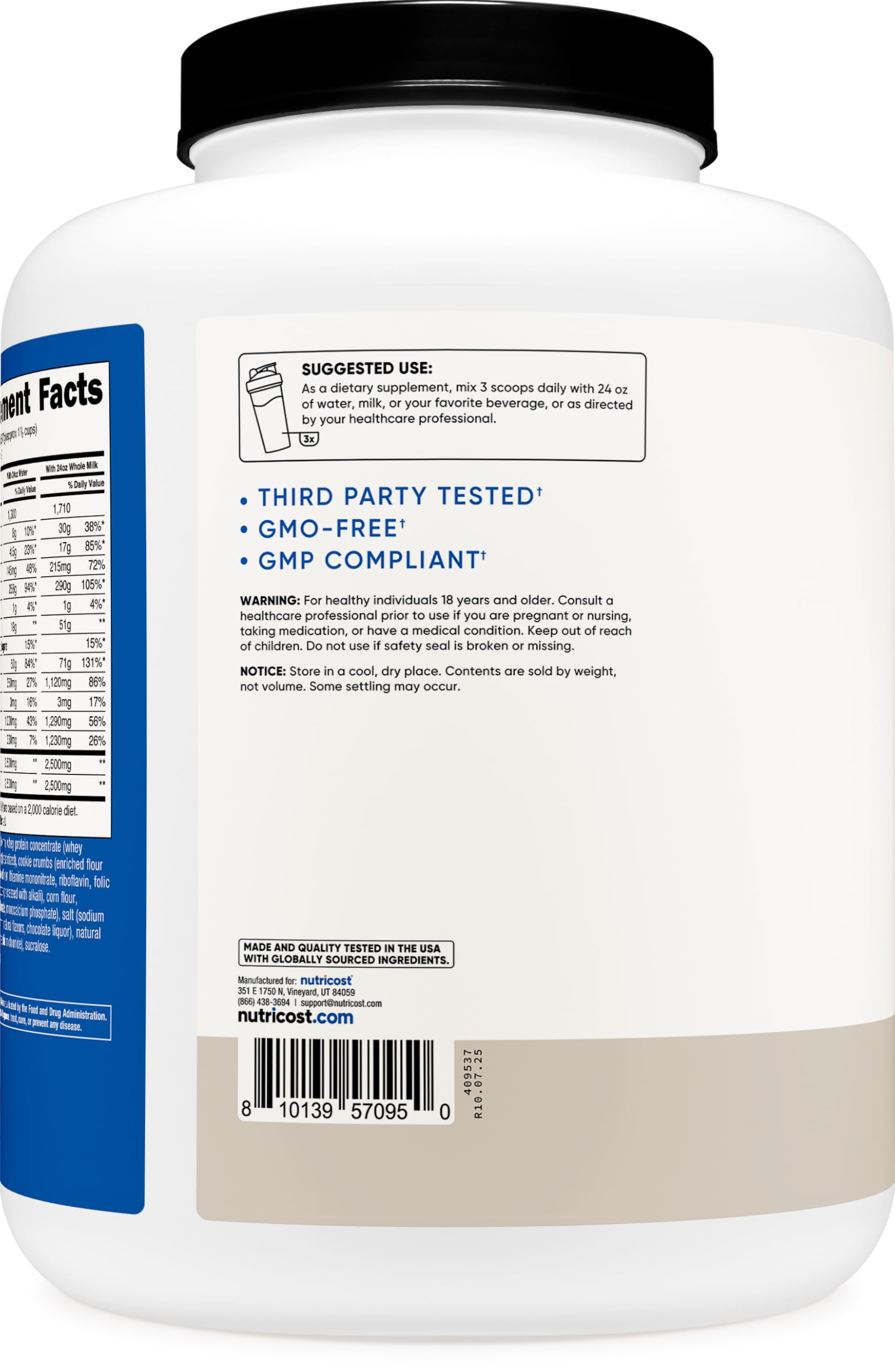 Nutricost Mass Gainer Cookies N Cream serving with flavor boost and shake-ready simplicity