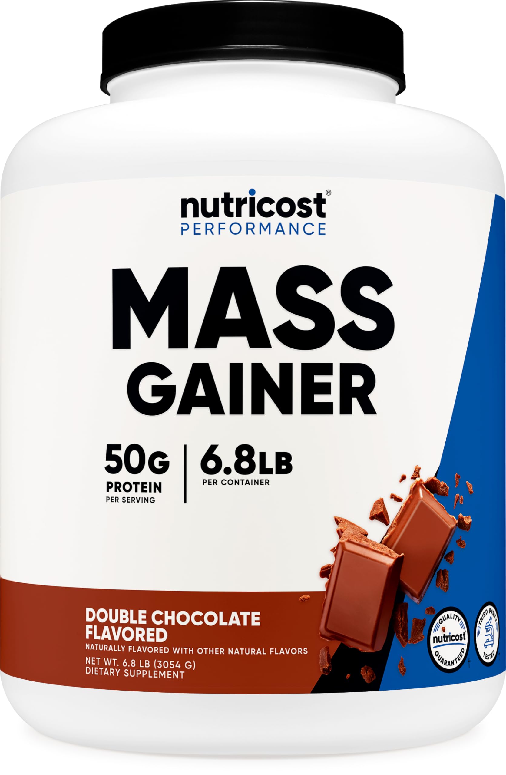 Nutricost Mass Gainer double chocolate bottle fueling post-workout recovery