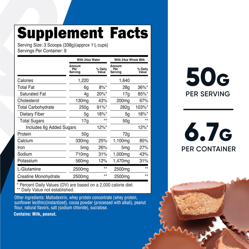 Nutricost Mass Gainer serving spoon showing convenient mix and creamy texture