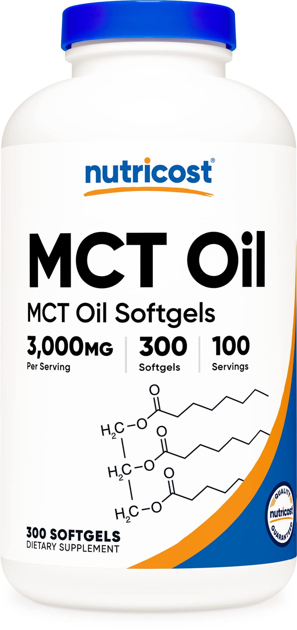 Nutricost MCT Oil Softgels 1000mg bottle label close-up