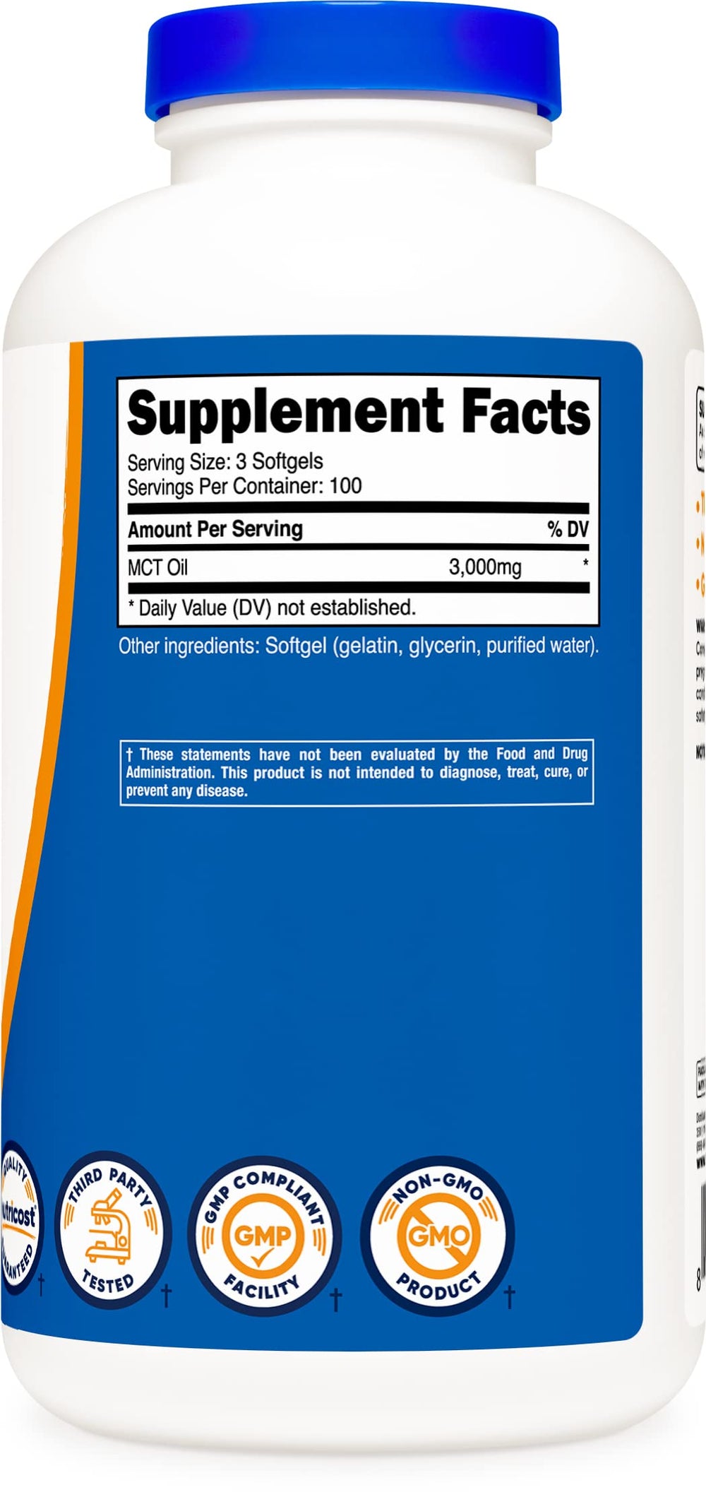 Non-GMO Gluten Free MCT Oil Softgels label