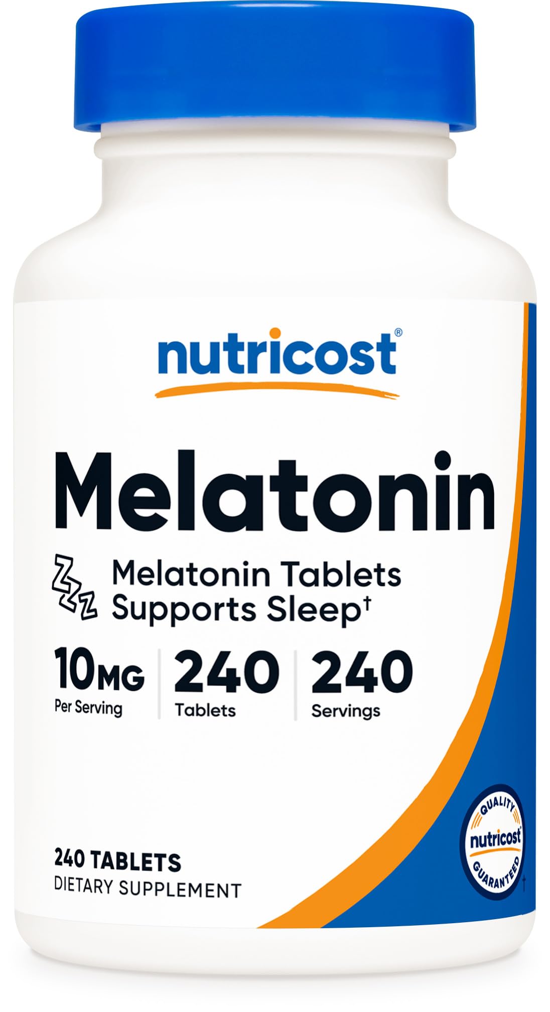 Nutricost Melatonin 10mg bottle front view with label
