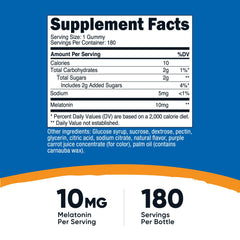 Close-up of Nutricost Melatonin 10mg label on bottle