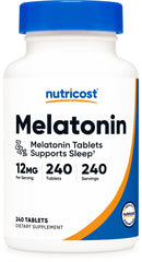 Nutricost Melatonin 12mg bottle—front label