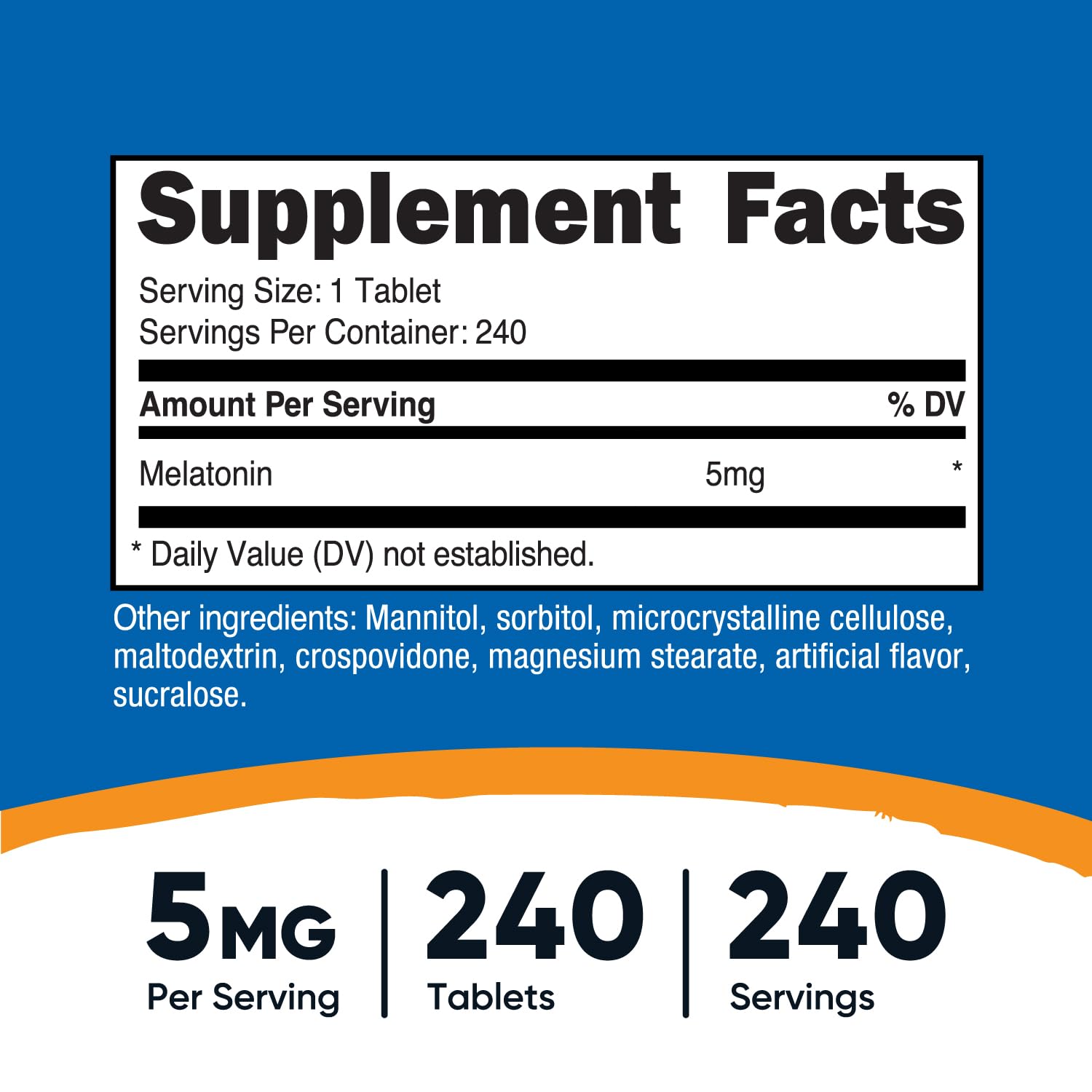 Close-up of Nutricost Melatonin 5mg Mixed Berry tablets