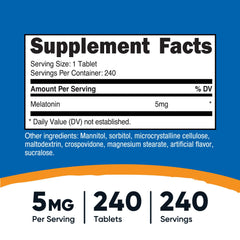 Close-up of Nutricost Melatonin 5mg Mixed Berry tablets