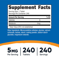 Close-up of Nutricost Melatonin 5mg bottle label
