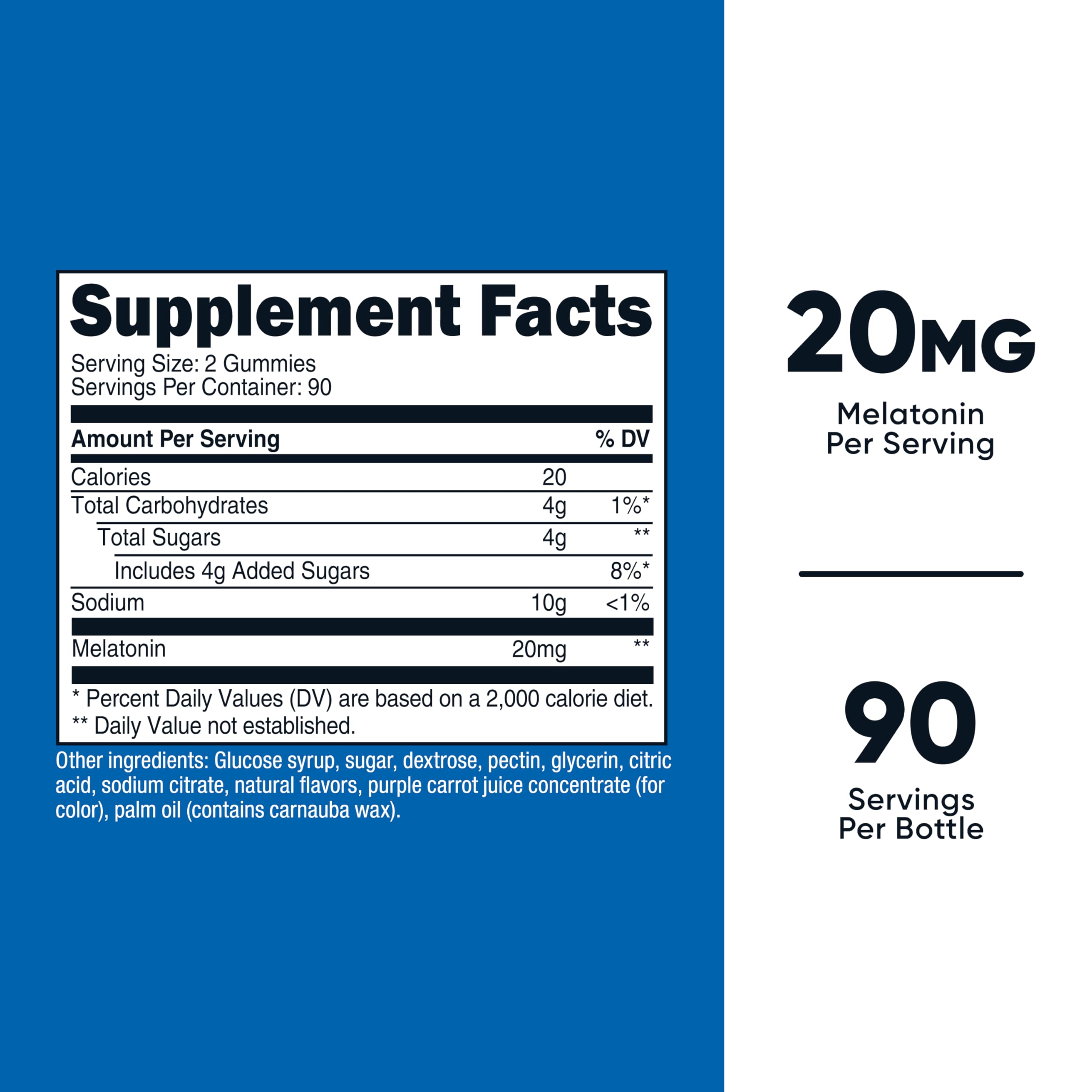 Back of Nutricost Melatonin Gummies bottle with nutrition facts