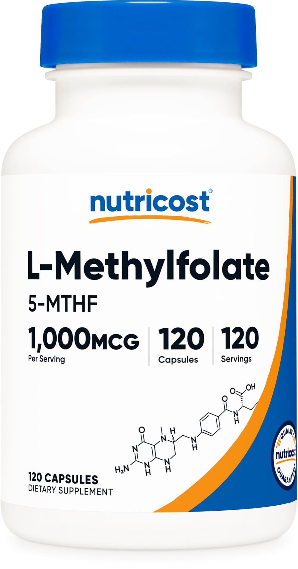 Nutricost Methylfolate 1000mcg bottle front view