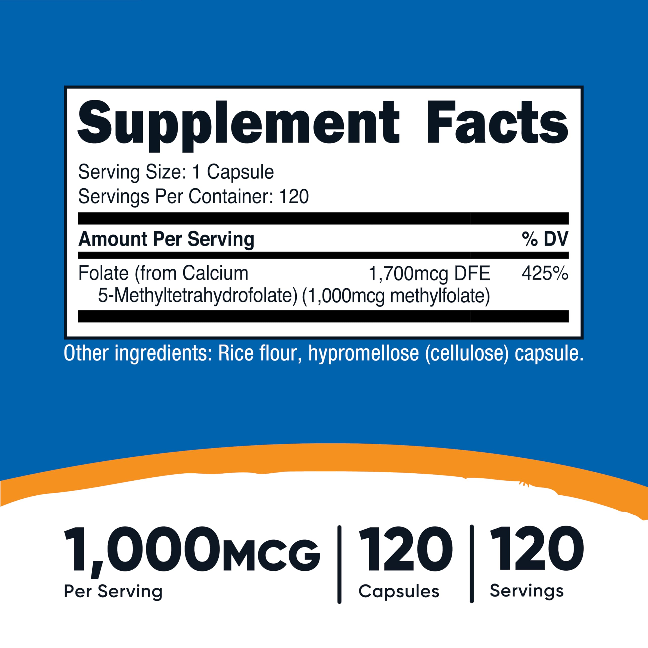 Label shows 1,000mcg MethylFolate per serving