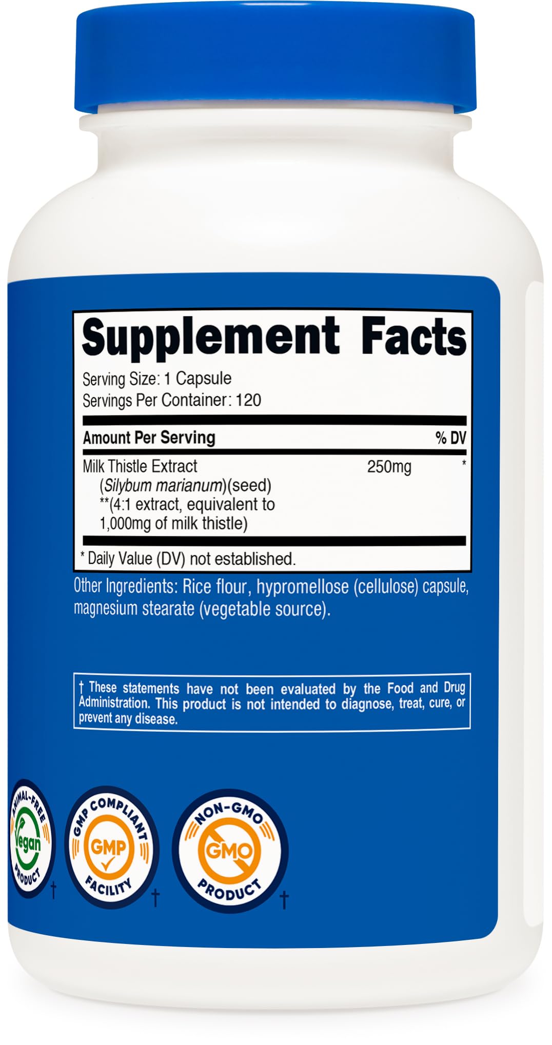 Gluten-free, vegan-friendly Nutricost Milk Thistle supplement