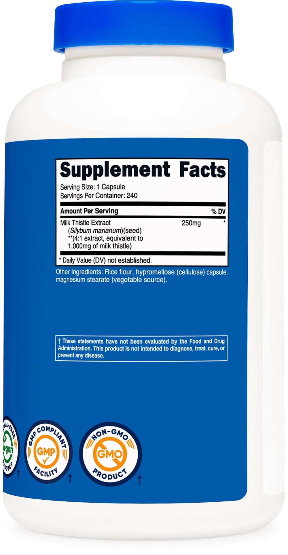 Facility certified by NSF, GMP and FDA for Nutricost Milk Thistle production